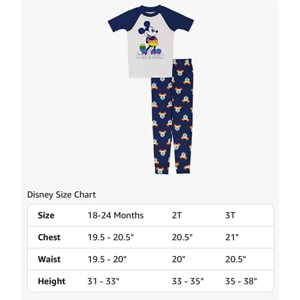 Toddler/Kids 2 Piece Shorts Pajama Set 3T Mickey Mouse Rainbow Collection LGBTQ+